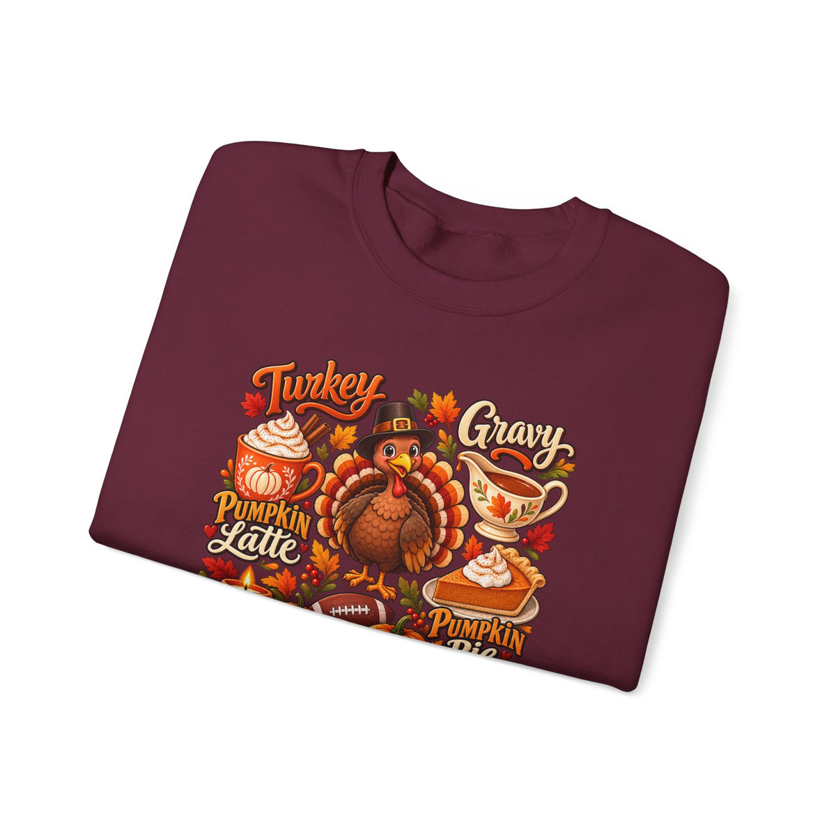 Thankful Thanksgiving Sweatshirt — Cute Turkey & Fall Harvest Crewneck