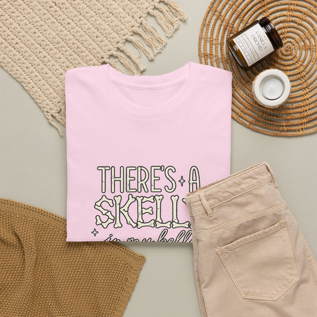 Skeleton Heart T‑Shirt — "There's a Skelly in My Belly" Cute Halloween Tee