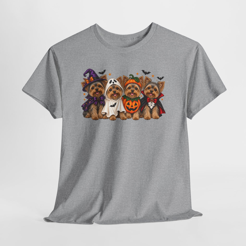 Halloween Yorkie T-Shirt — Cute Yorkies in Costumes (Pumpkin, Ghost, Witch, Vampire)