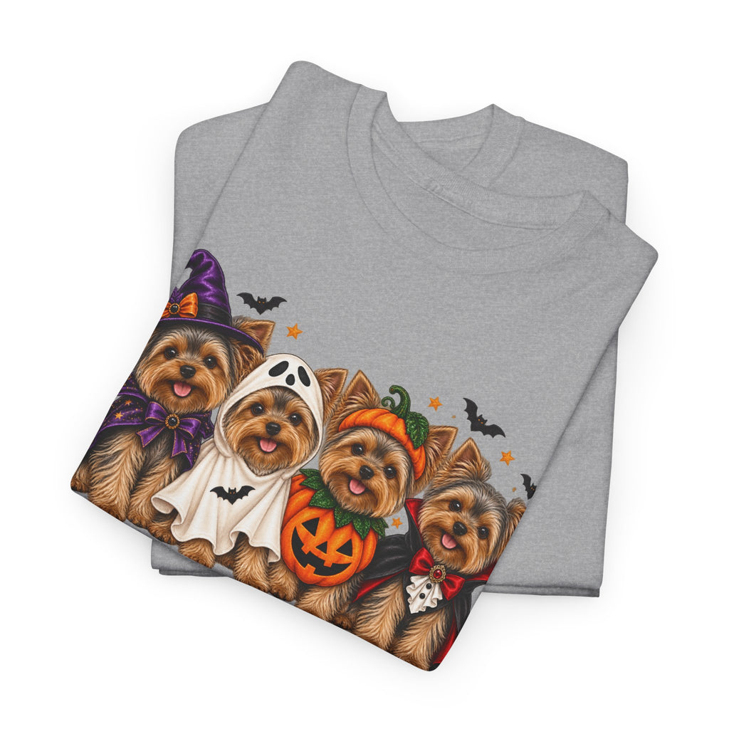 Halloween Yorkie T-Shirt — Cute Yorkies in Costumes (Pumpkin, Ghost, Witch, Vampire)