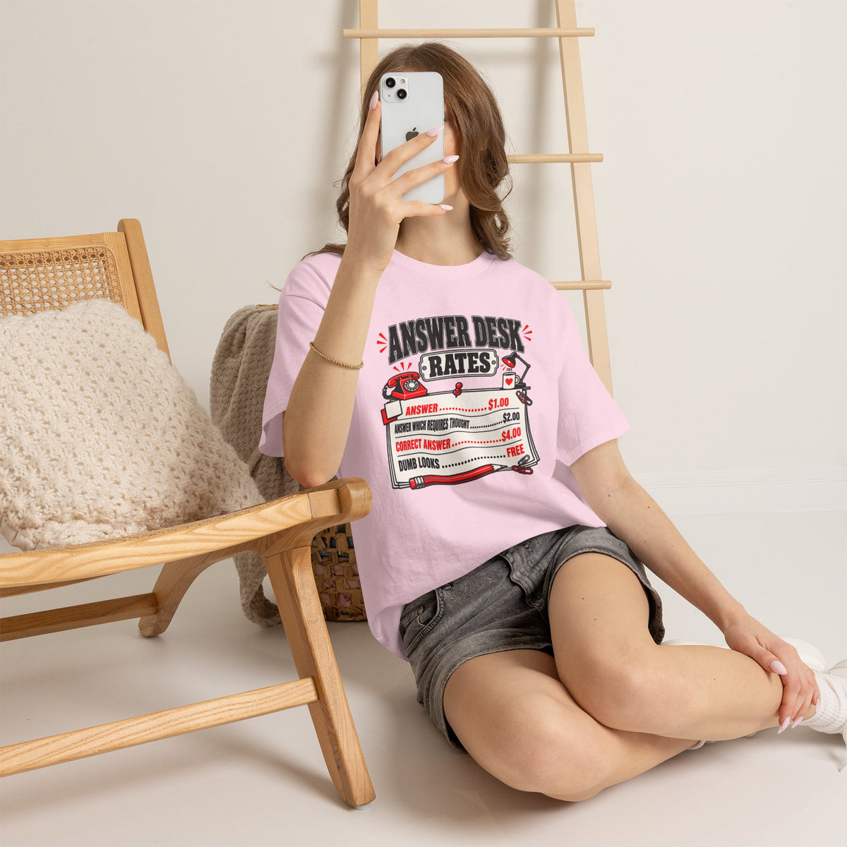 Answer Desk Rates T-Shirt — Funny Help Desk IT Support Tee ("Answer 1.00, Correct Answer 4.00")