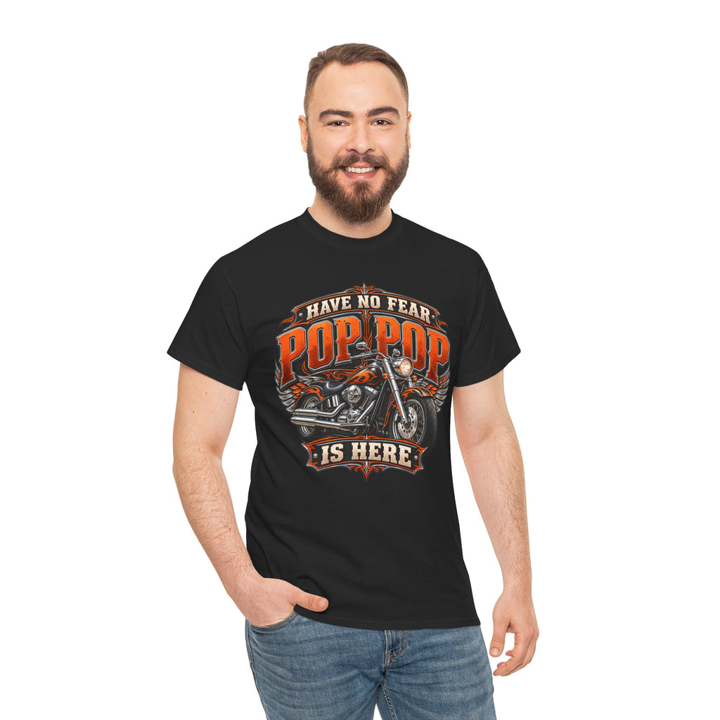 Pop Pop Is Here Motorcycle Dad T-Shirt