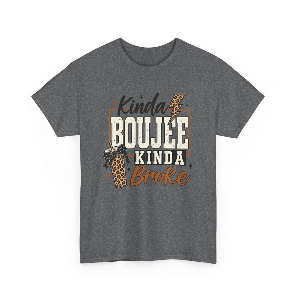 Kinda Boujee Kinda Broke Tee — Leopard Coffee Cup Graphic Shirt