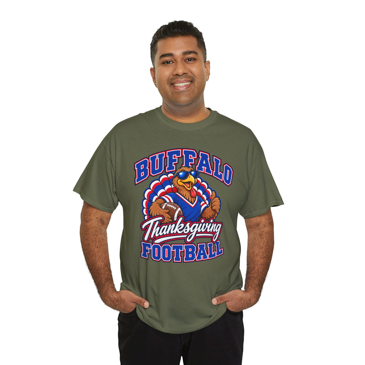 Buffalo Thanksgiving Football T-Shirt — Turkey Mascot Game Day Tee