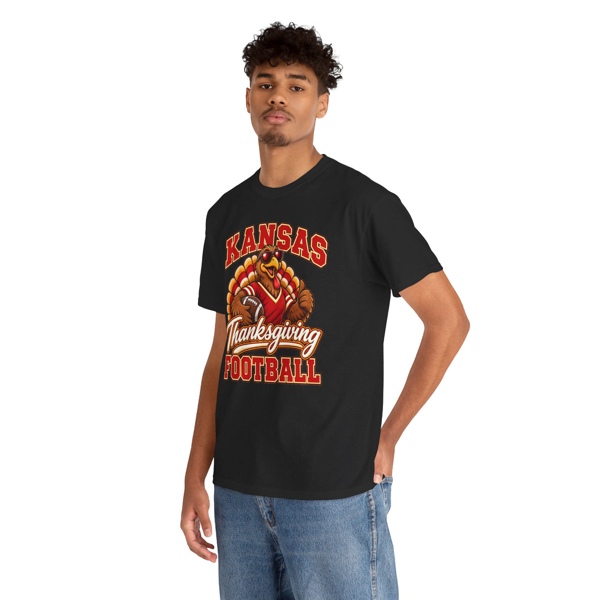 Kansas Thanksgiving Football T‑Shirt — Turkey Mascot Holiday Game Tee