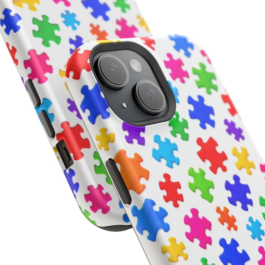 Autism Puzzle Pattern Magnetic Impact-Resistant Phone Case