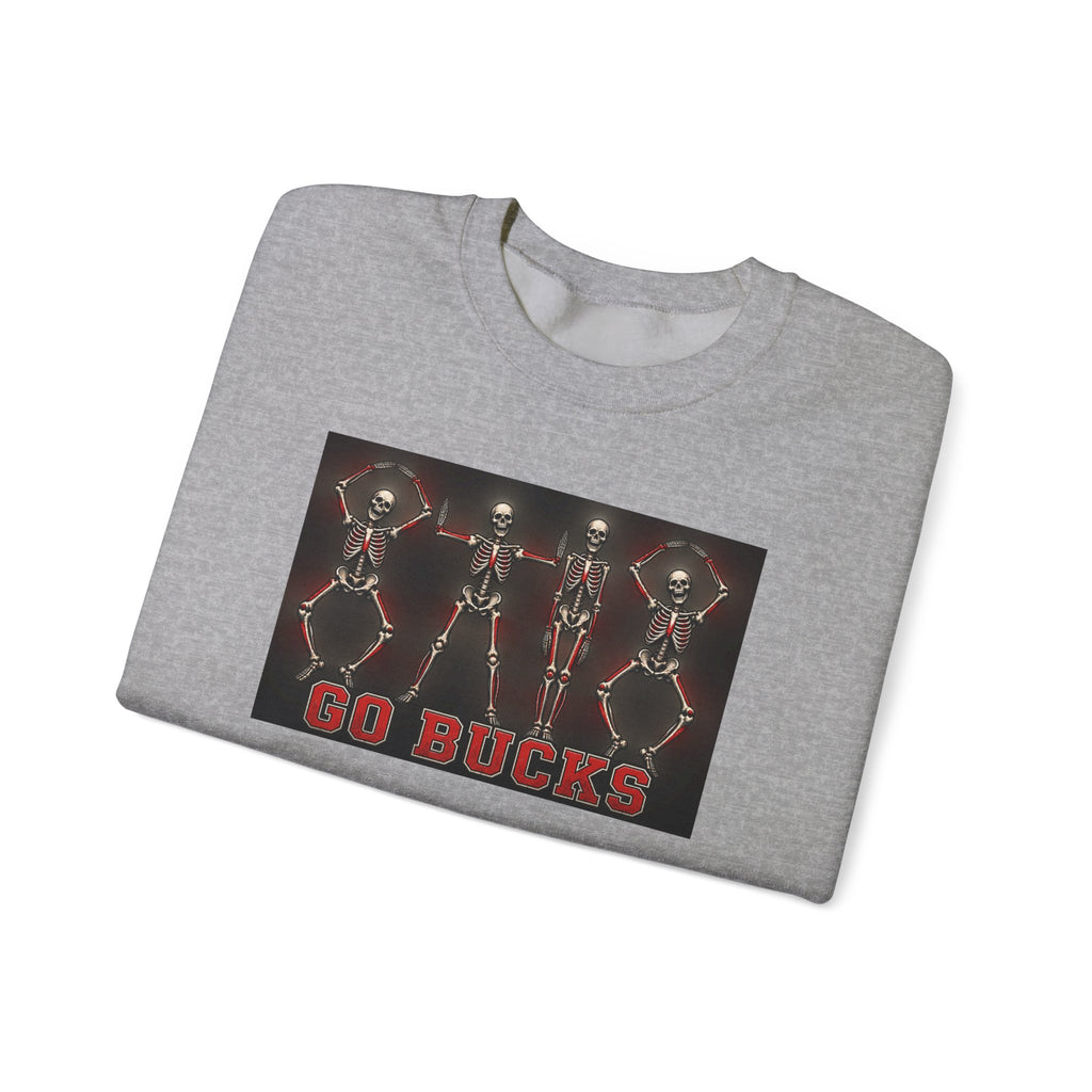 Crewneck Sweatshirt — 'Go Bucks' Dance Skeletons Graphic