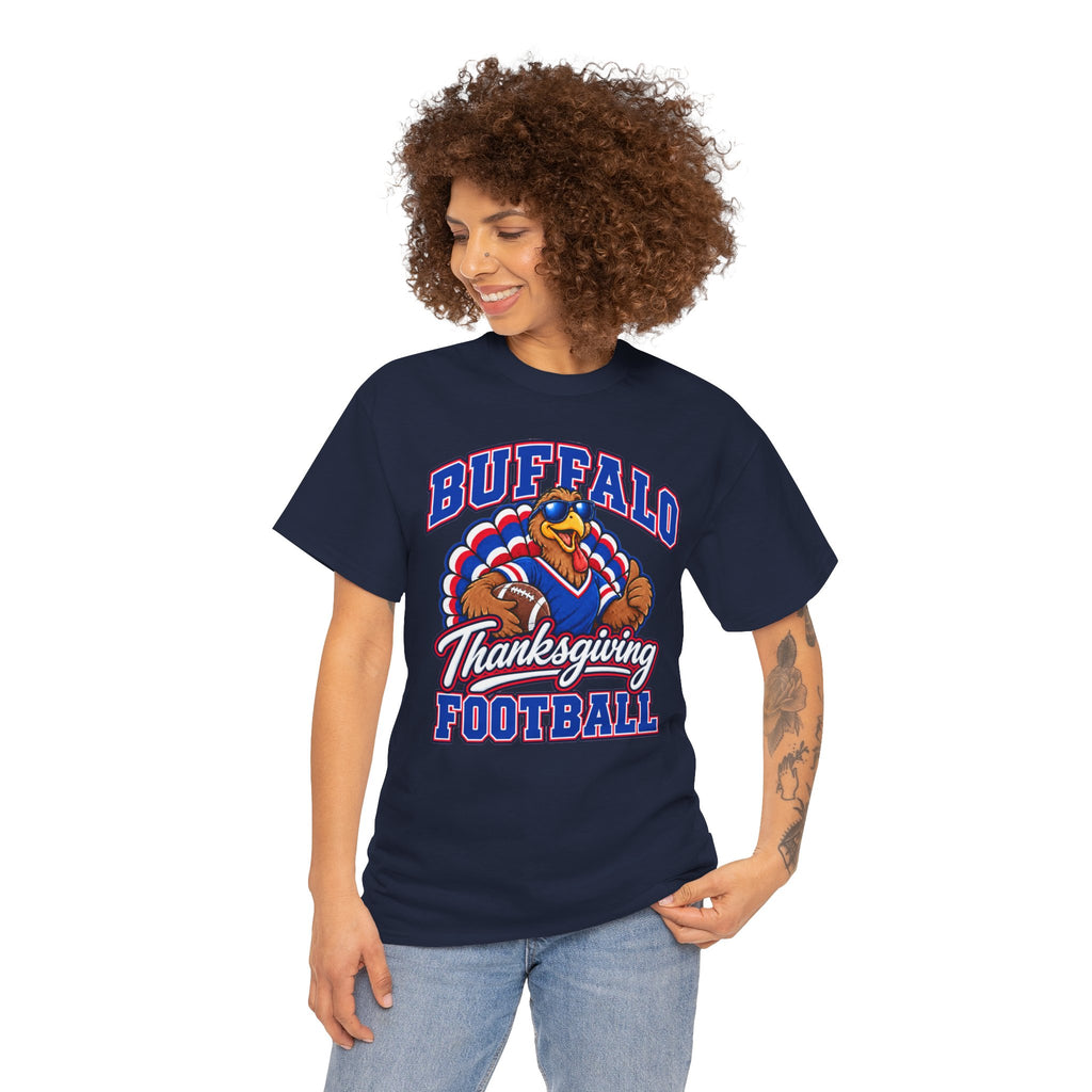 Buffalo Thanksgiving Football T-Shirt — Turkey Mascot Game Day Tee