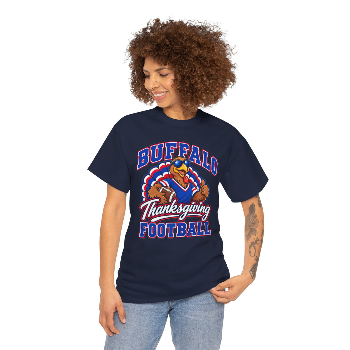 Buffalo Thanksgiving Football T-Shirt — Turkey Mascot Game Day Tee