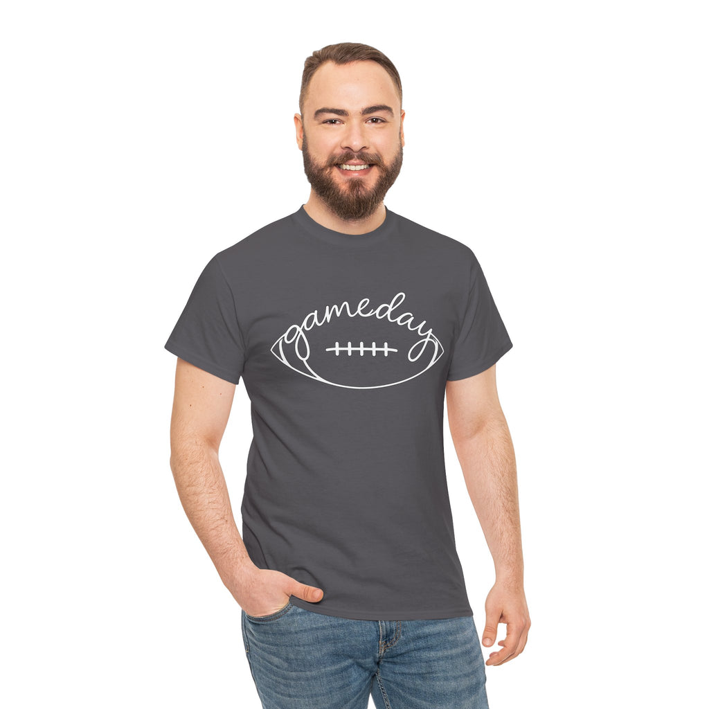 Gameday Football Tee — 'gameday' Script Football Graphic T-Shirt