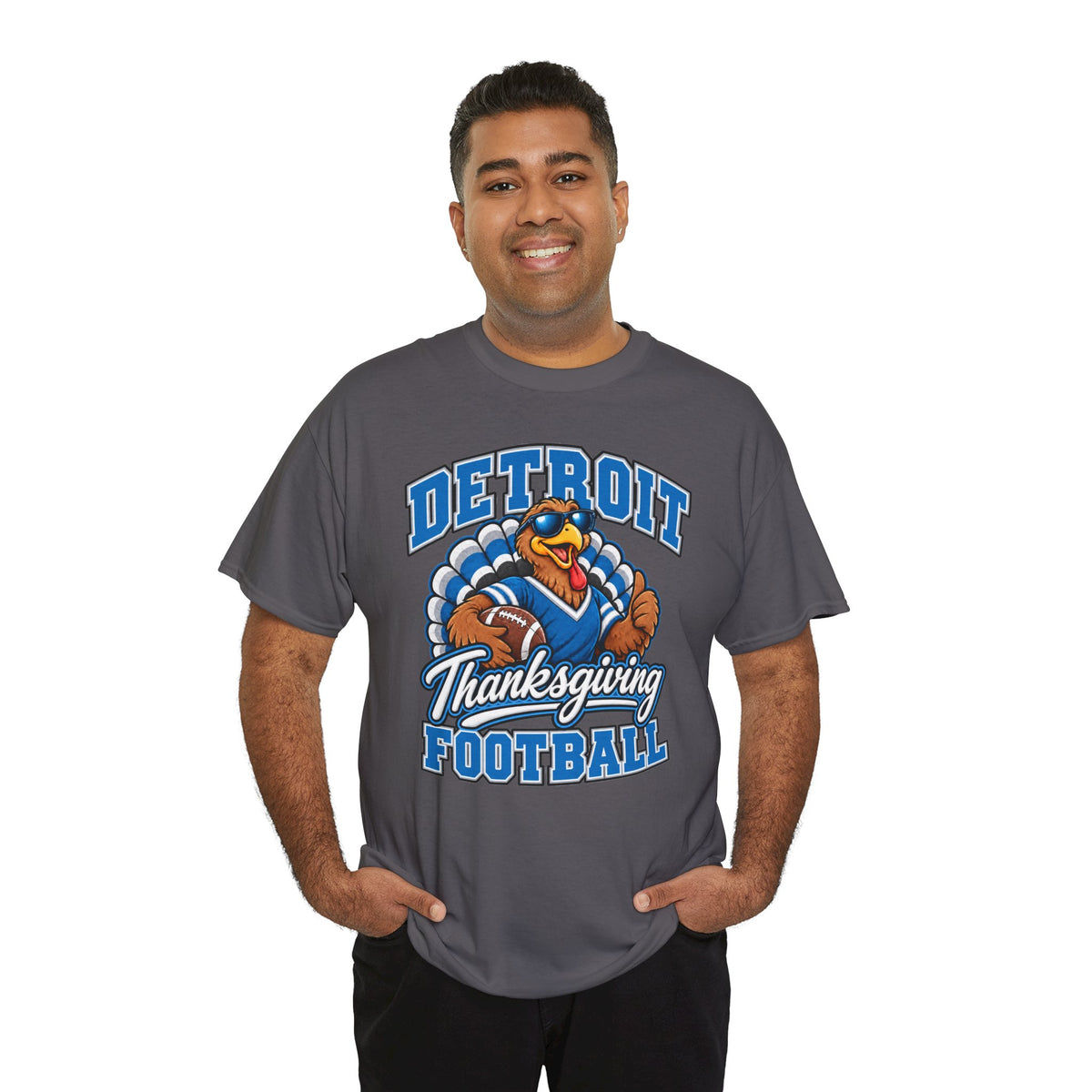 Detroit Thanksgiving Football Tee — Turkey Mascot Game Day Shirt