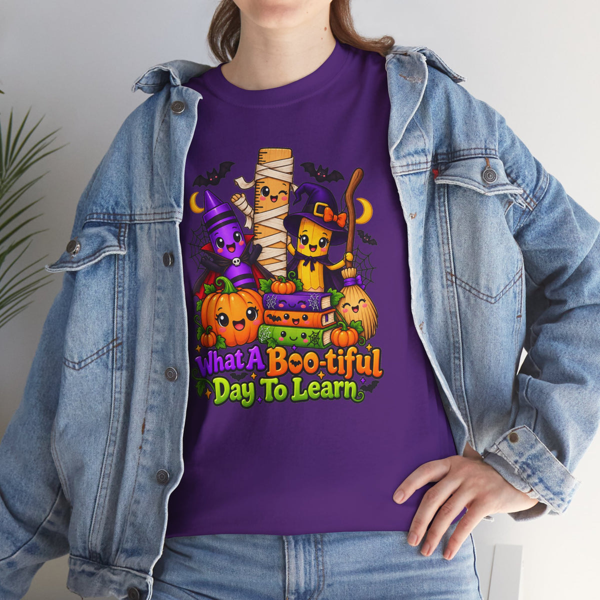 Halloween Teacher Tee — "What A Boo-tiful Day To Learn" Kids' Classroom Shirt