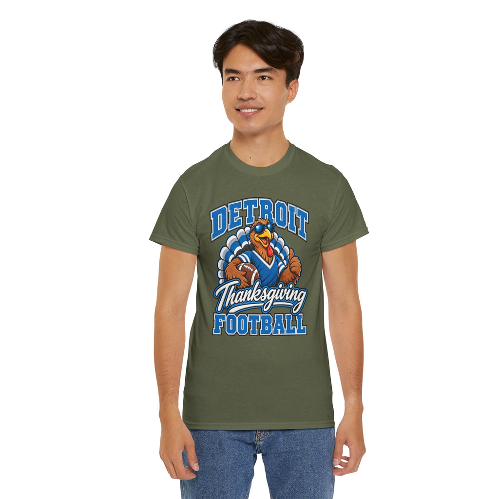 Detroit Thanksgiving Football Tee — Turkey Mascot Game Day Shirt