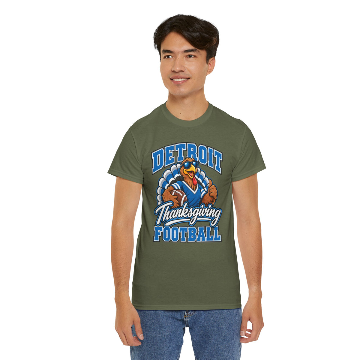 Detroit Thanksgiving Football Tee — Turkey Mascot Game Day Shirt