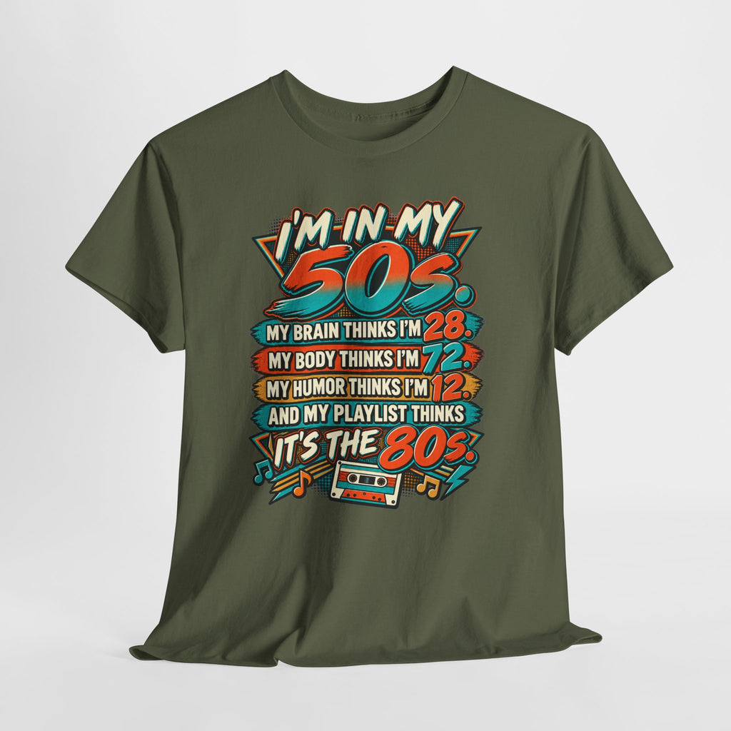 Retro 50s Birthday T‑Shirt — "I'm in My 50s" 80s Playlist Cassette Tee
