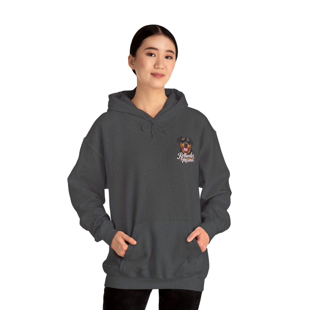 Rottweiler Mama Hoodie — Cute Rottie Portrait Pullover for Dog Moms