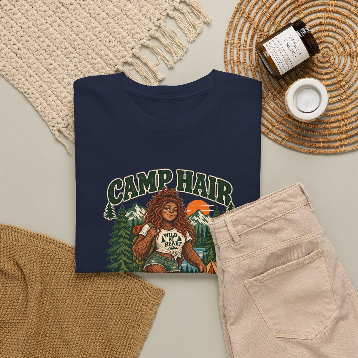Camp Hair Don't Care T-Shirt — Retro Camping Graphic Tee