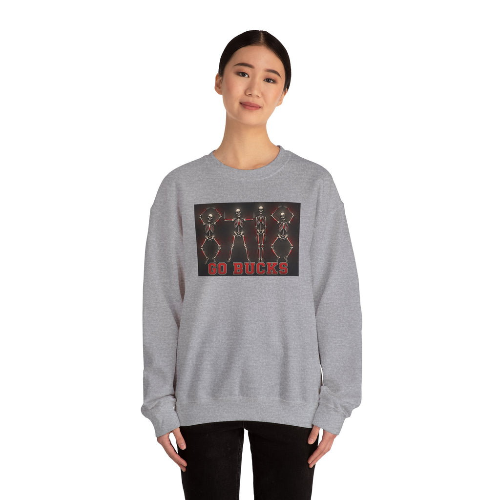 Crewneck Sweatshirt — 'Go Bucks' Dance Skeletons Graphic