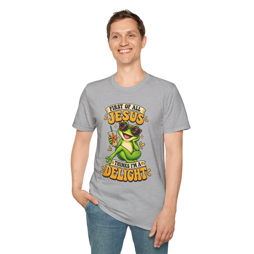 Jesus Frog T-Shirt — "First of All Jesus" Cute Frog Christian Tee
