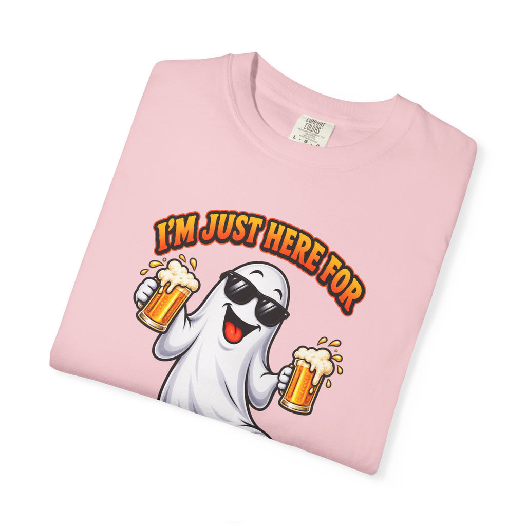 Halloween Beer Ghost T-Shirt - "I'm Just Here For The Boos" Party Tee