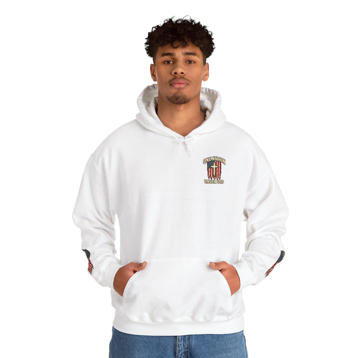 One Nation Under God Patriotic Cross Hoodie