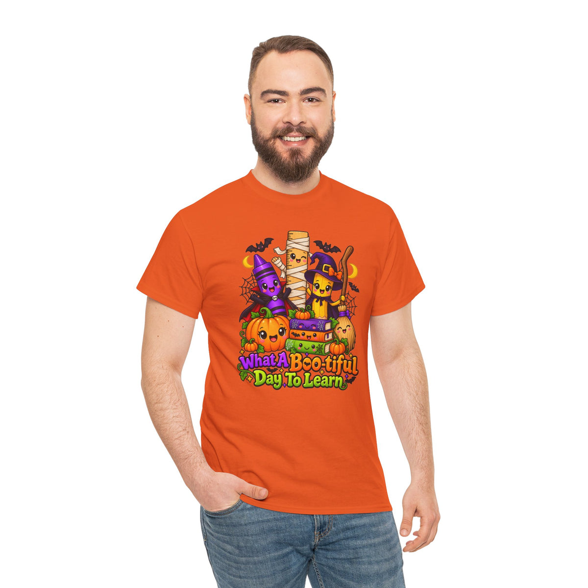 Halloween Teacher Tee — "What A Boo-tiful Day To Learn" Kids' Classroom Shirt