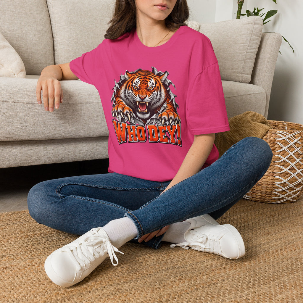 Tiger Graphic T-Shirt — "Who Dey!" Fierce Roaring Design