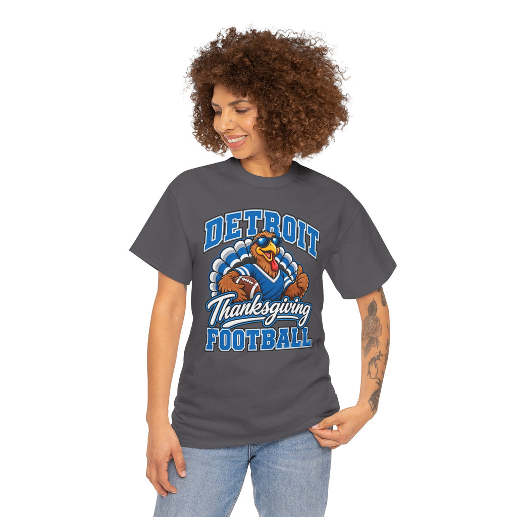 Detroit Thanksgiving Football Tee — Turkey Mascot Game Day Shirt