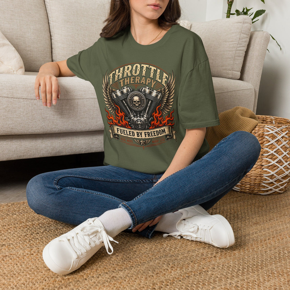 Throttle Therapy Motorcycle T‑Shirt — Fueled by Freedom Riding Tee