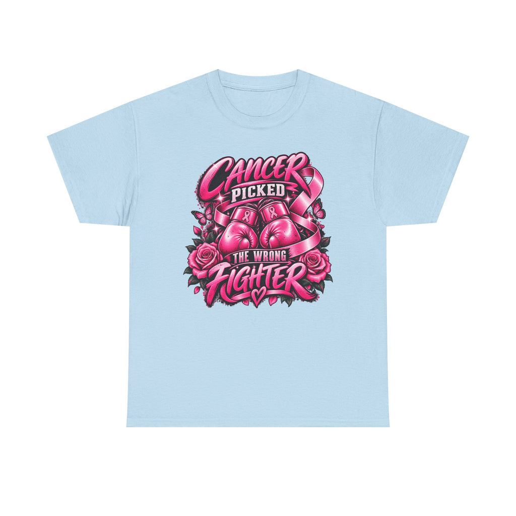 Cancer Picked The Wrong Fighter T-Shirt — Breast Cancer Awareness Support Tee