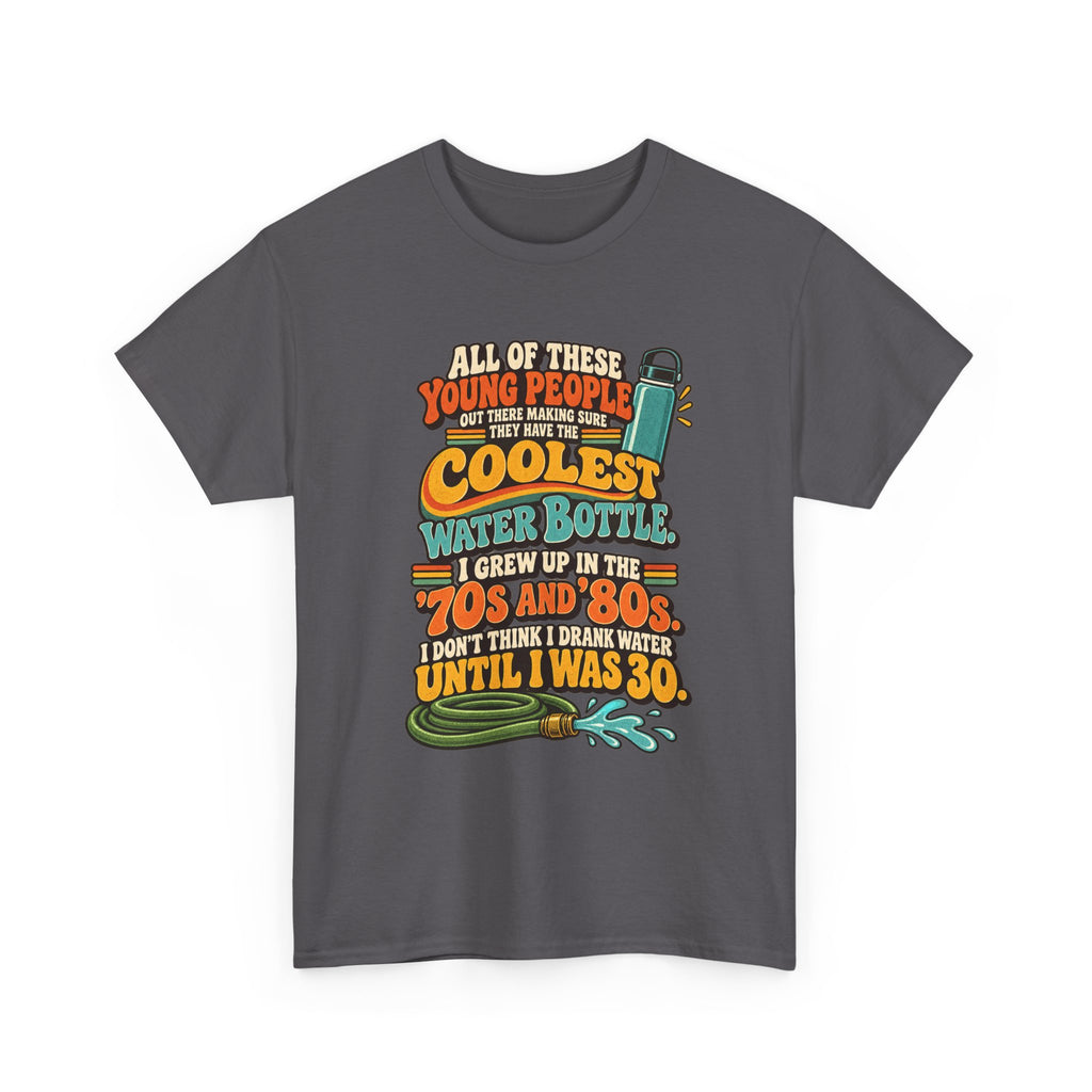 Retro 70s-80s Funny Water Bottle Tee — "Coolest Water Bottle" Graphic T-Shirt