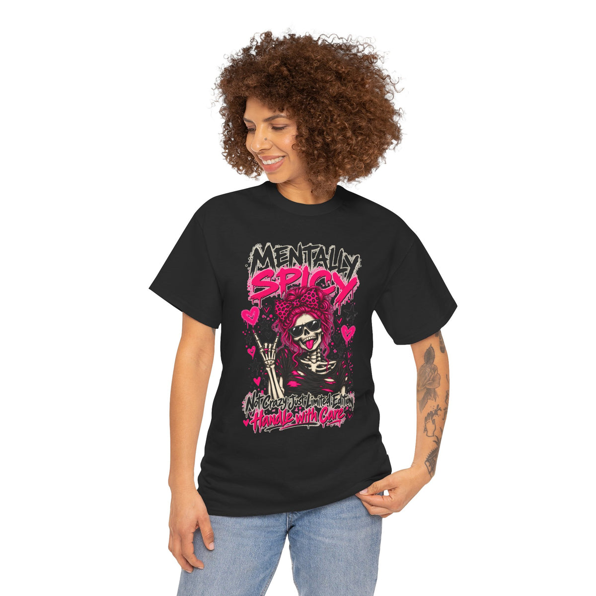 Mentally Spicy Skeleton Graphic T-Shirt