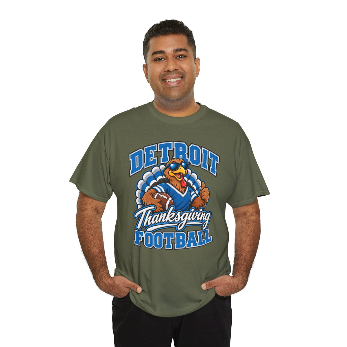 Detroit Thanksgiving Football Tee — Turkey Mascot Game Day Shirt