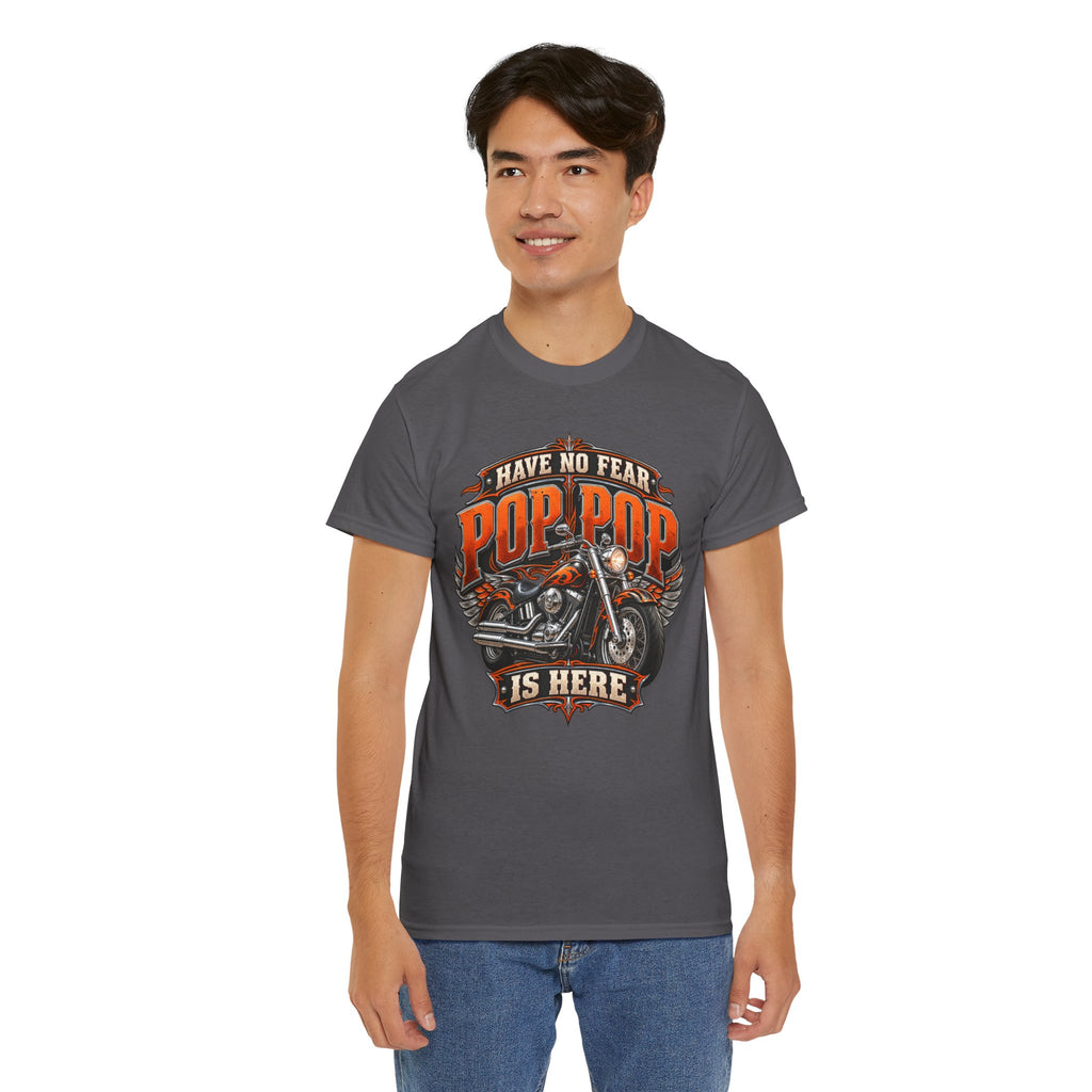Pop Pop Is Here Motorcycle Dad T-Shirt