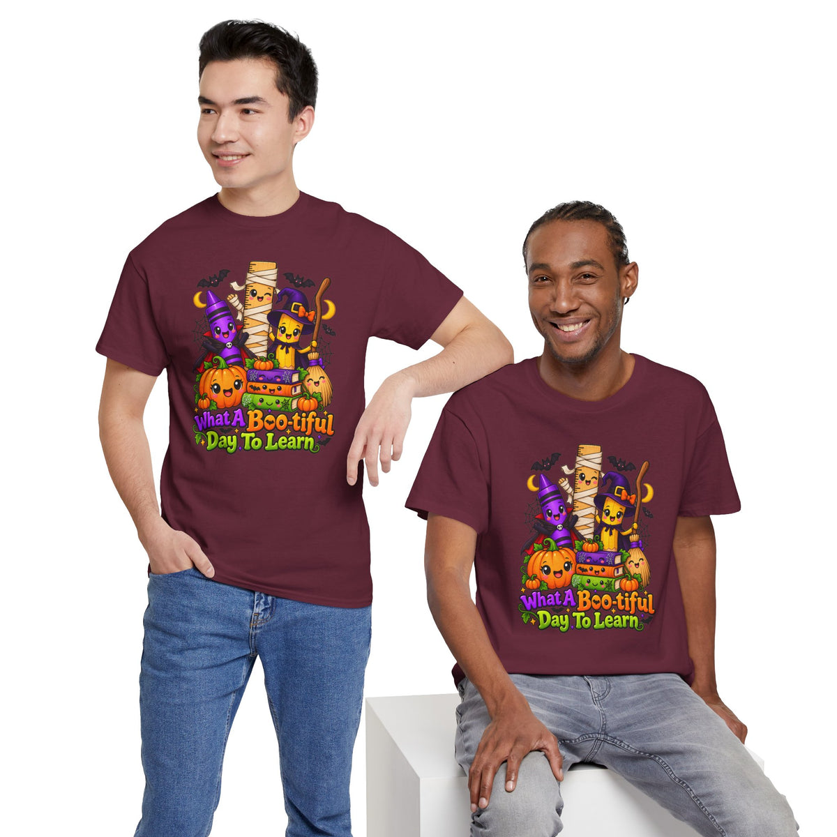 Halloween Teacher Tee — "What A Boo-tiful Day To Learn" Kids' Classroom Shirt