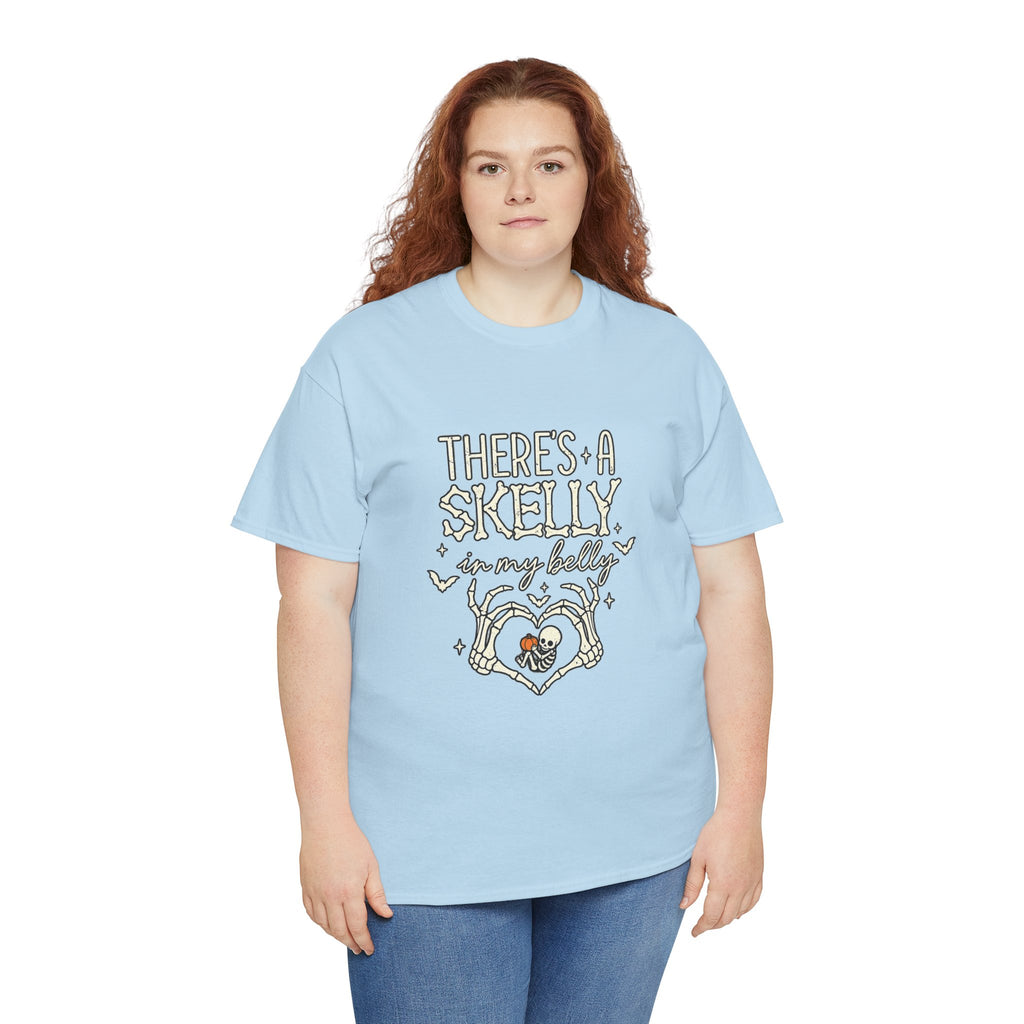 Skeleton Heart T‑Shirt — "There's a Skelly in My Belly" Cute Halloween Tee
