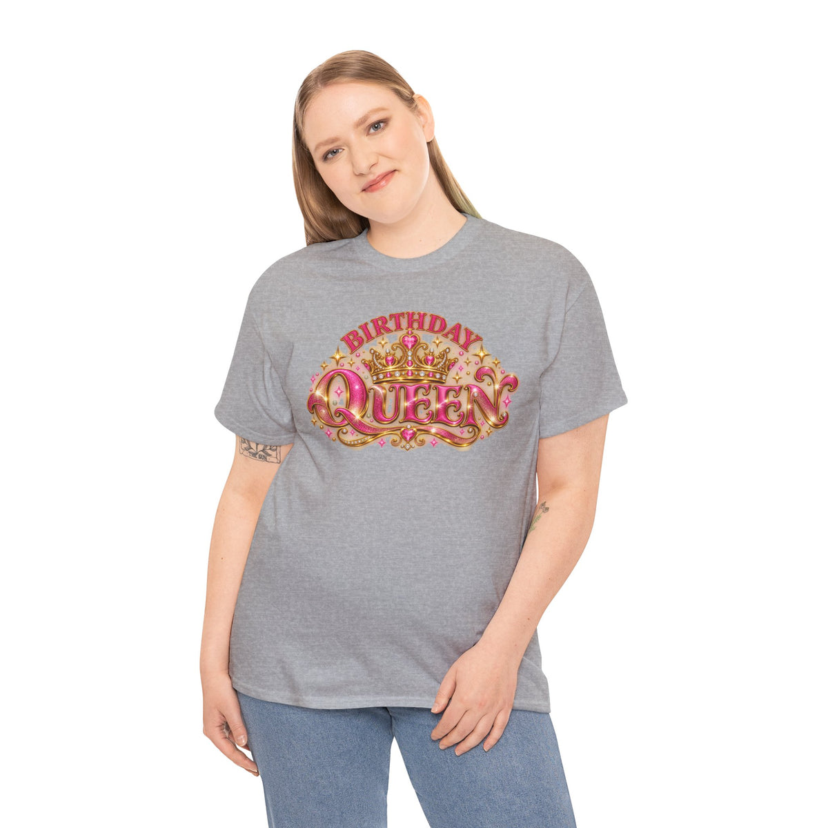 Birthday Queen Graphic T-Shirt | Pink & Gold Crown