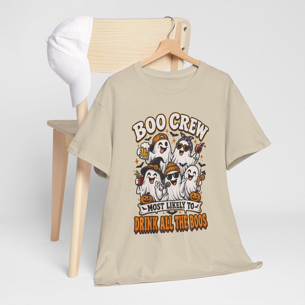 Boo Crew Halloween Tee — “Most Likely To Drink All The Boos” Ghost Party Shirt