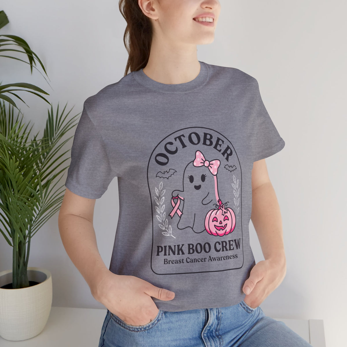 October Pink Boo Crew Tee — Breast Cancer Awareness Ghost T-Shirt