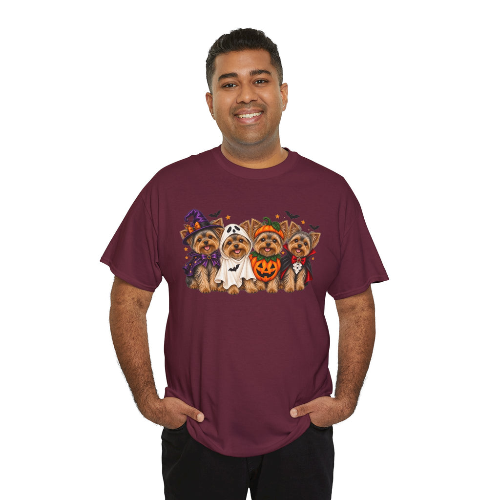 Halloween Yorkie T-Shirt — Cute Yorkies in Costumes (Pumpkin, Ghost, Witch, Vampire)