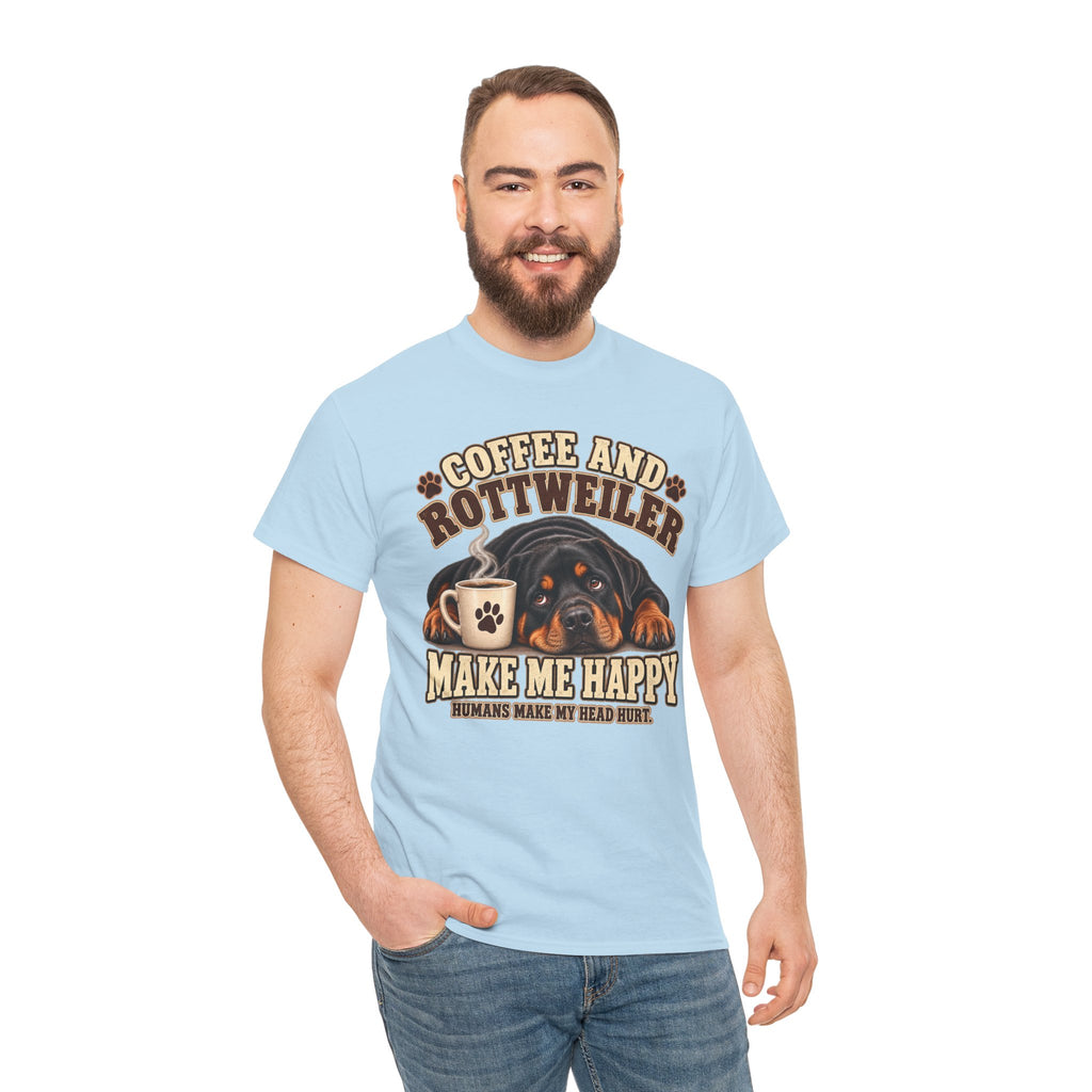 Coffee and Rottweiler Tee — "Coffee and Rottweiler Make Me Happy" Dog Lover Shirt