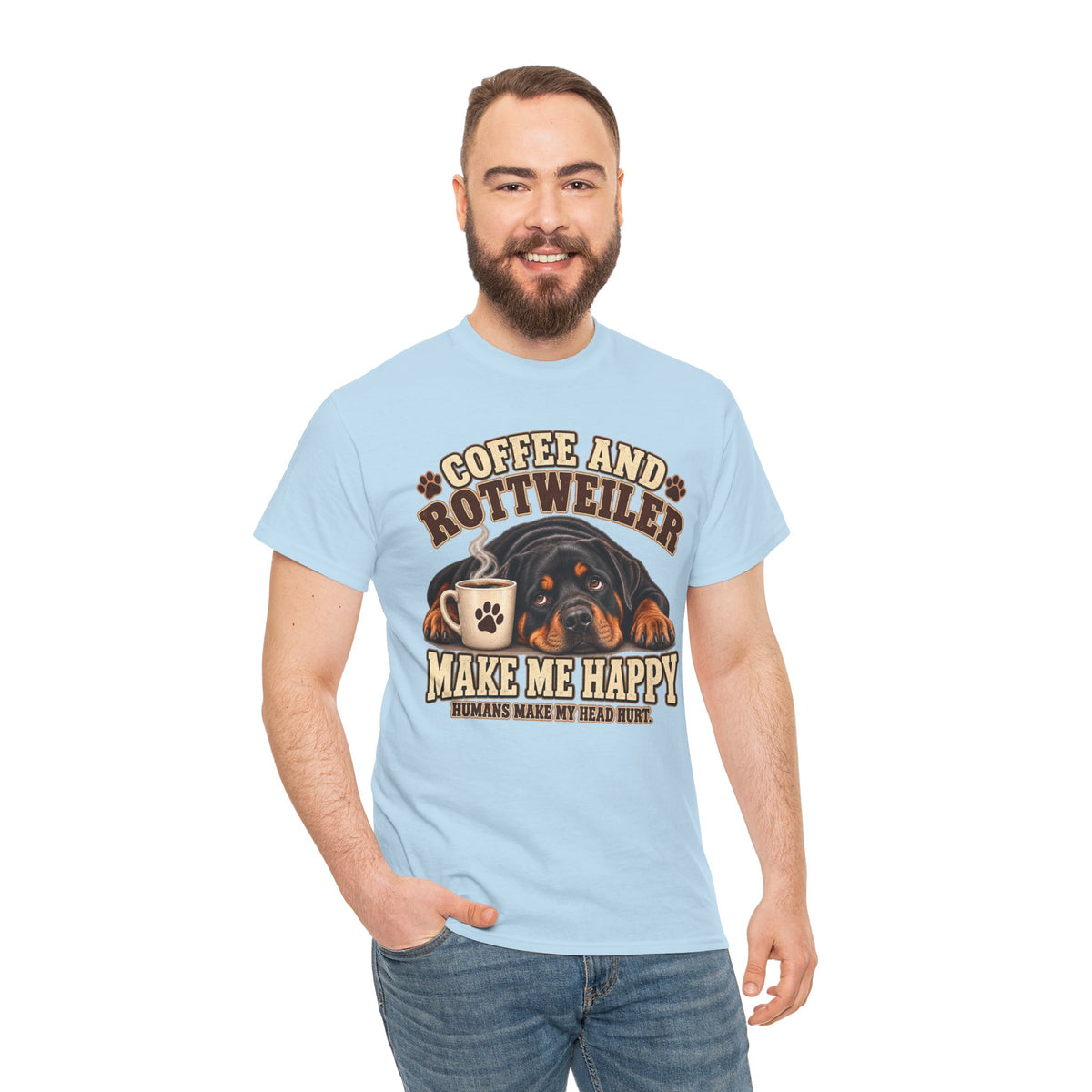 Coffee and Rottweiler Tee — "Coffee and Rottweiler Make Me Happy" Dog Lover Shirt