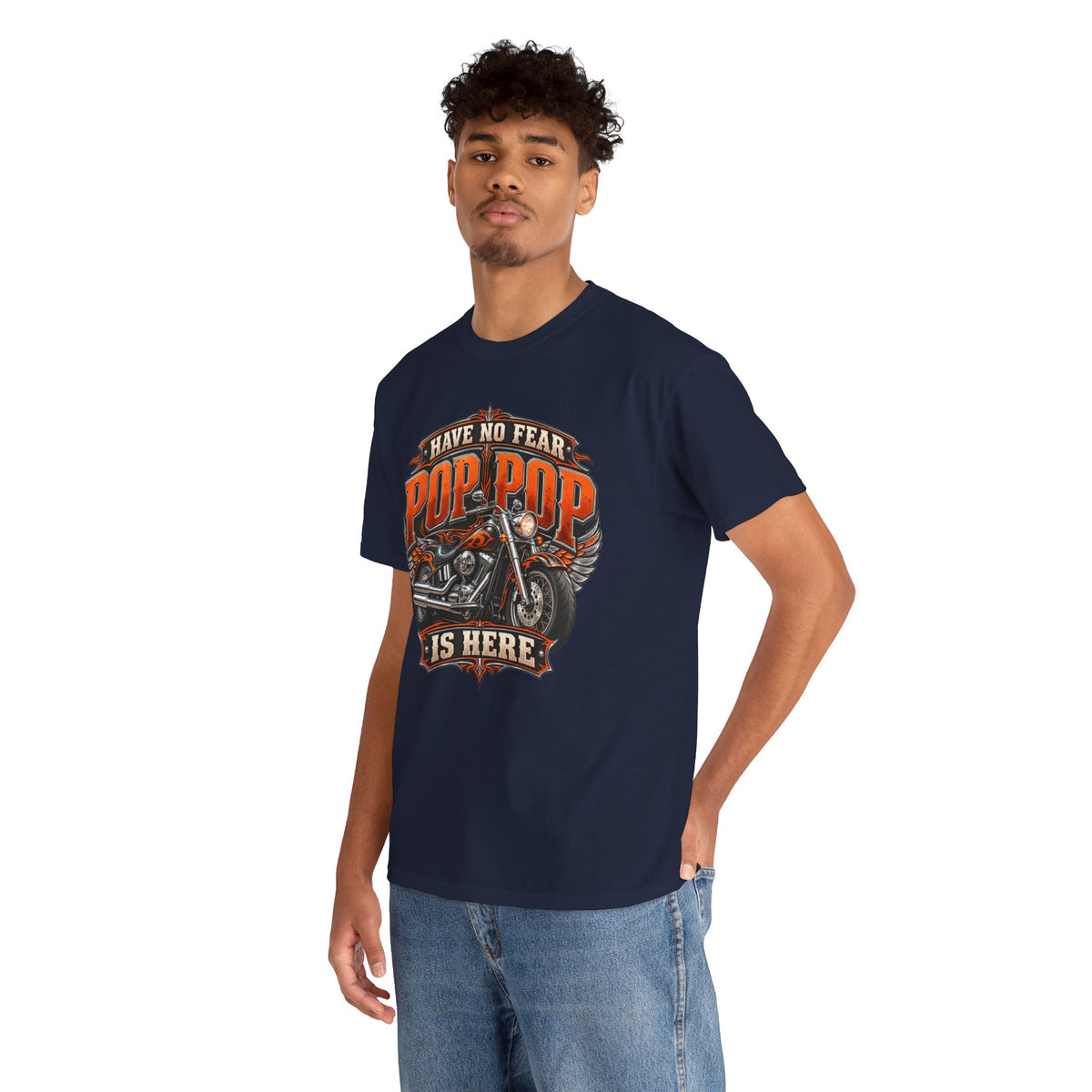 Pop Pop Is Here Motorcycle Dad T-Shirt