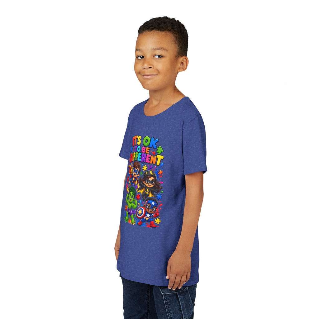 Kids T-Shirt — "It's OK to Be Different" Colorful Superhero Diversity Tee