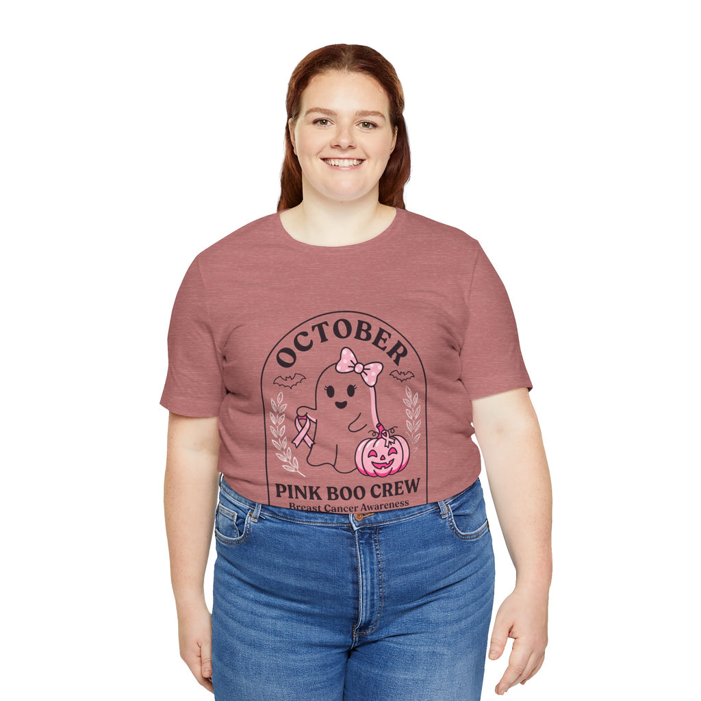 October Pink Boo Crew Tee — Breast Cancer Awareness Ghost T-Shirt