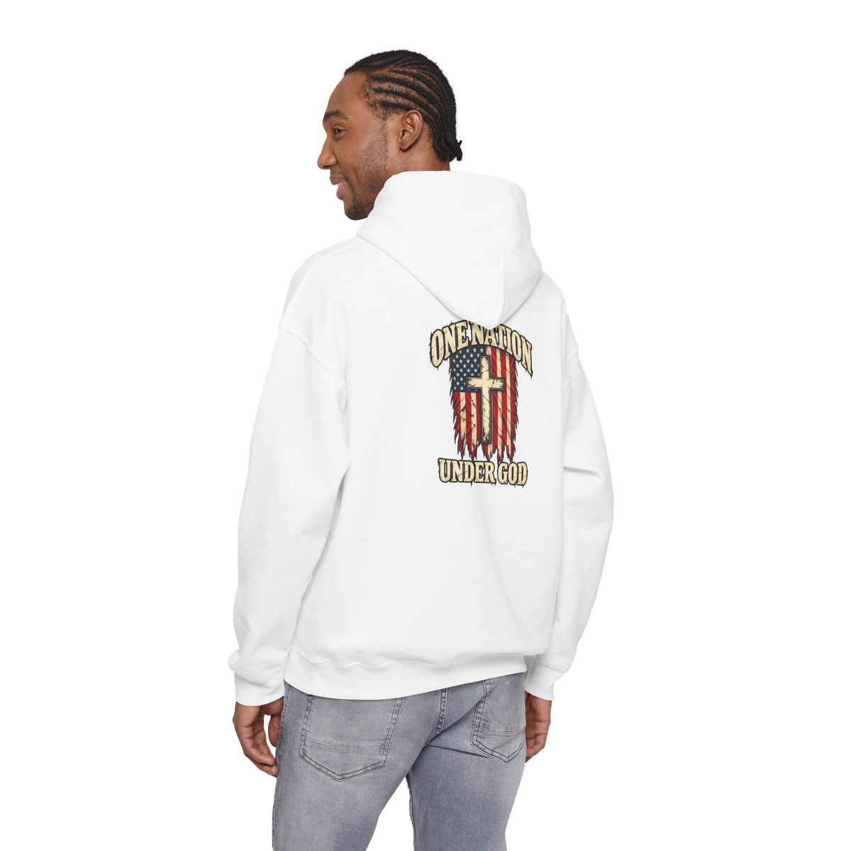 One Nation Under God Patriotic Cross Hoodie