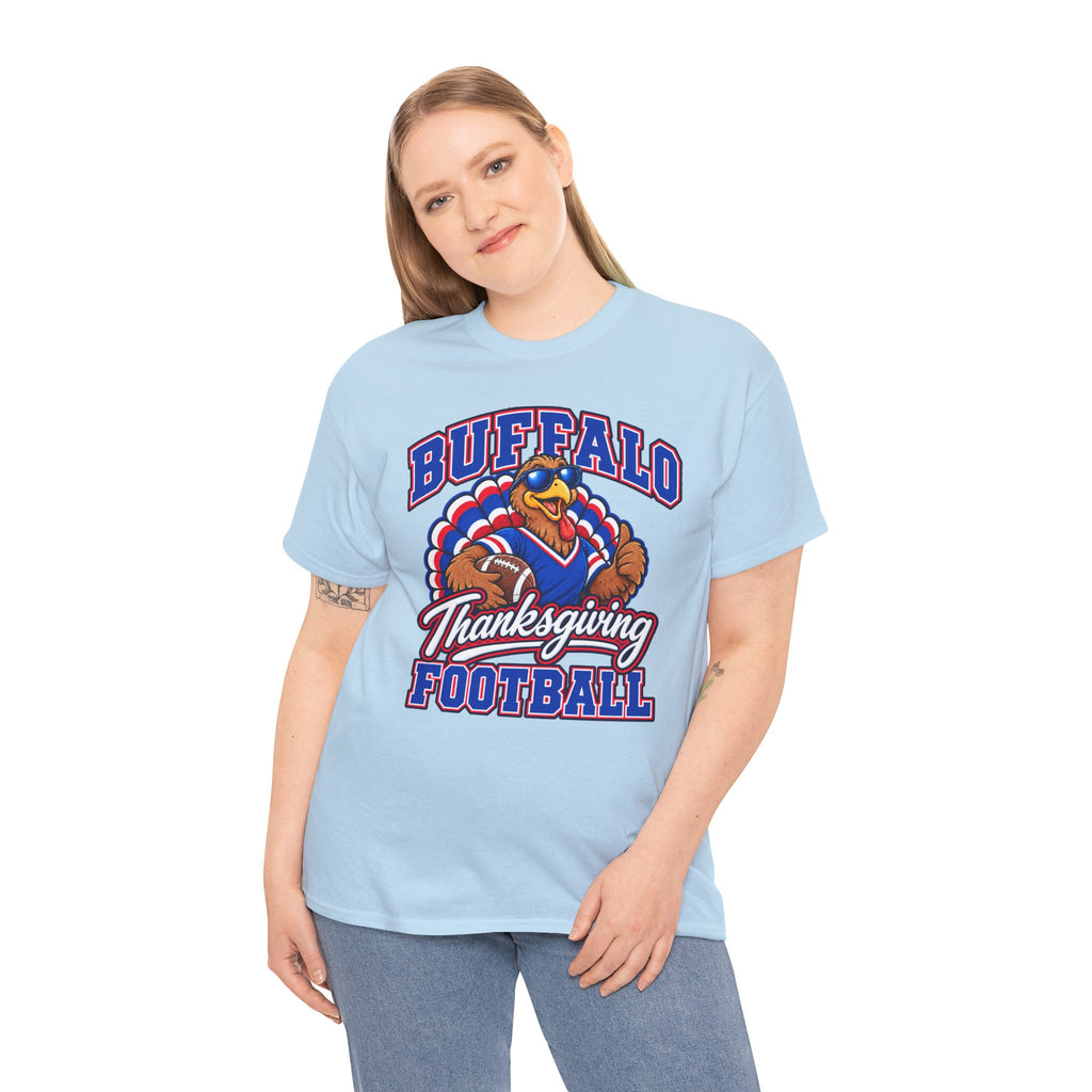 Buffalo Thanksgiving Football T-Shirt — Turkey Mascot Game Day Tee