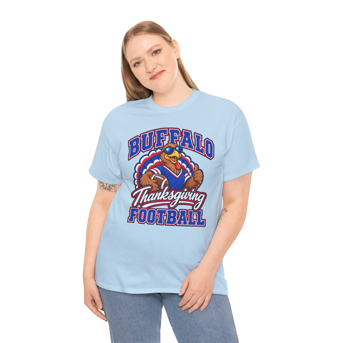 Buffalo Thanksgiving Football T-Shirt — Turkey Mascot Game Day Tee