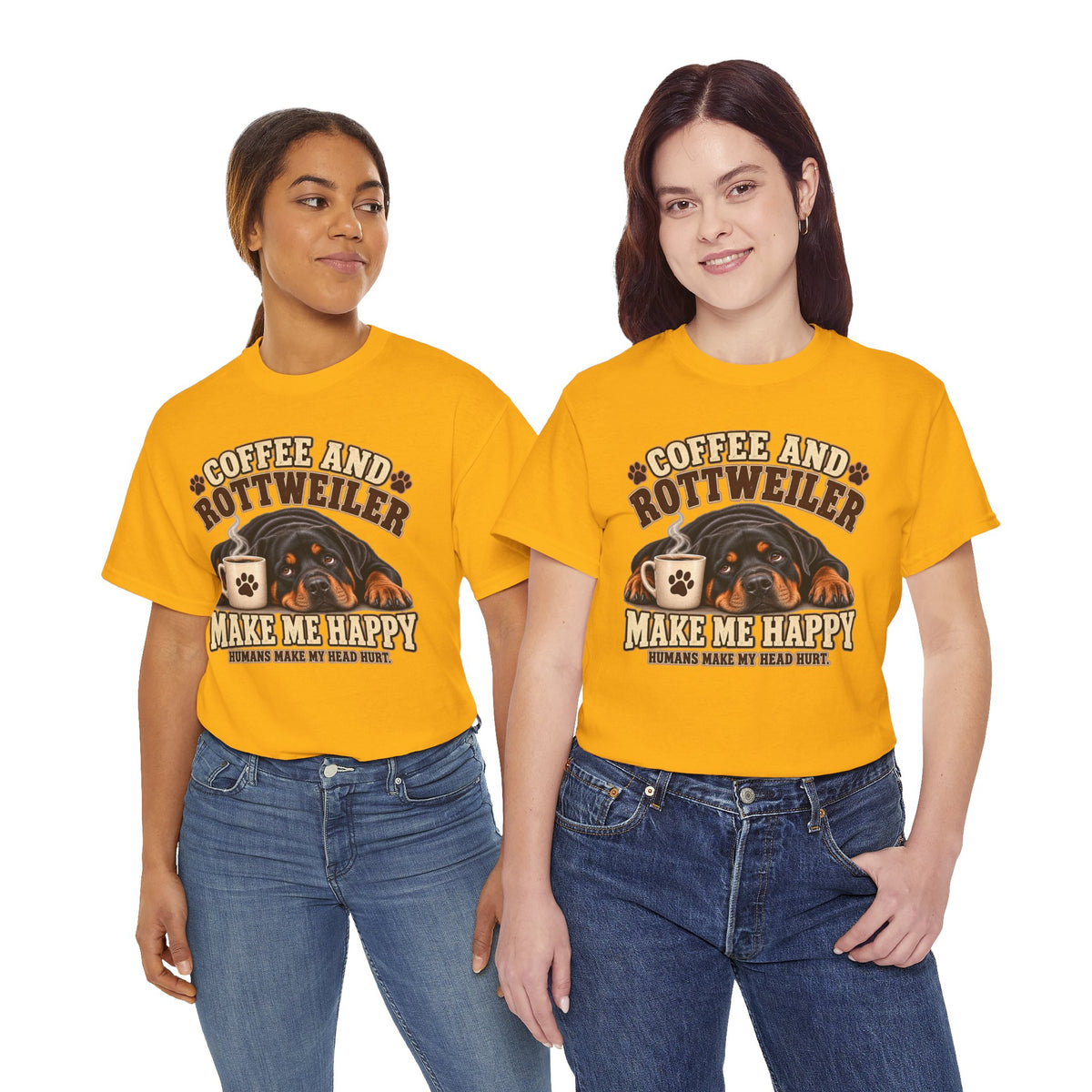 Coffee and Rottweiler Tee — "Coffee and Rottweiler Make Me Happy" Dog Lover Shirt