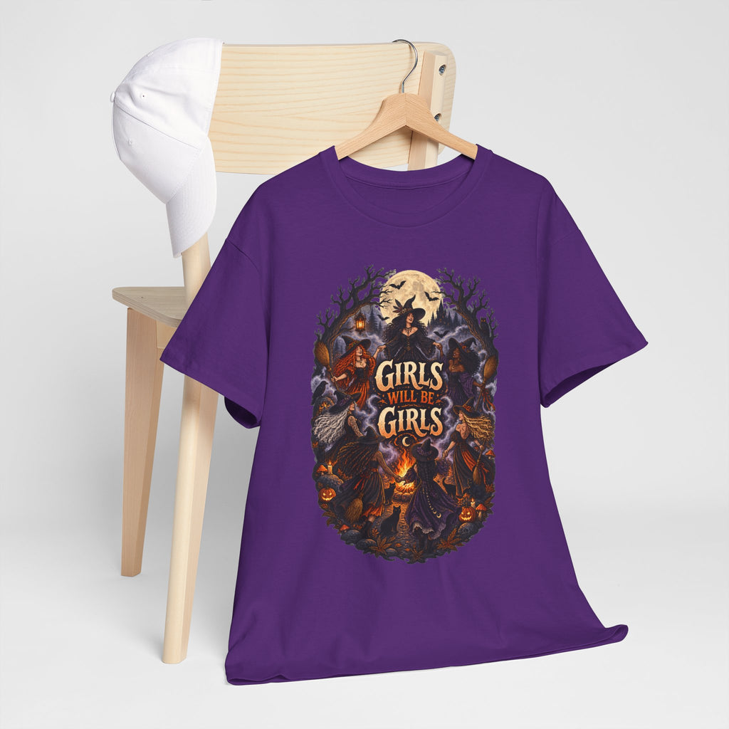 Girls Will Be Girls T-Shirt — Witchy Campfire Illustration Tee